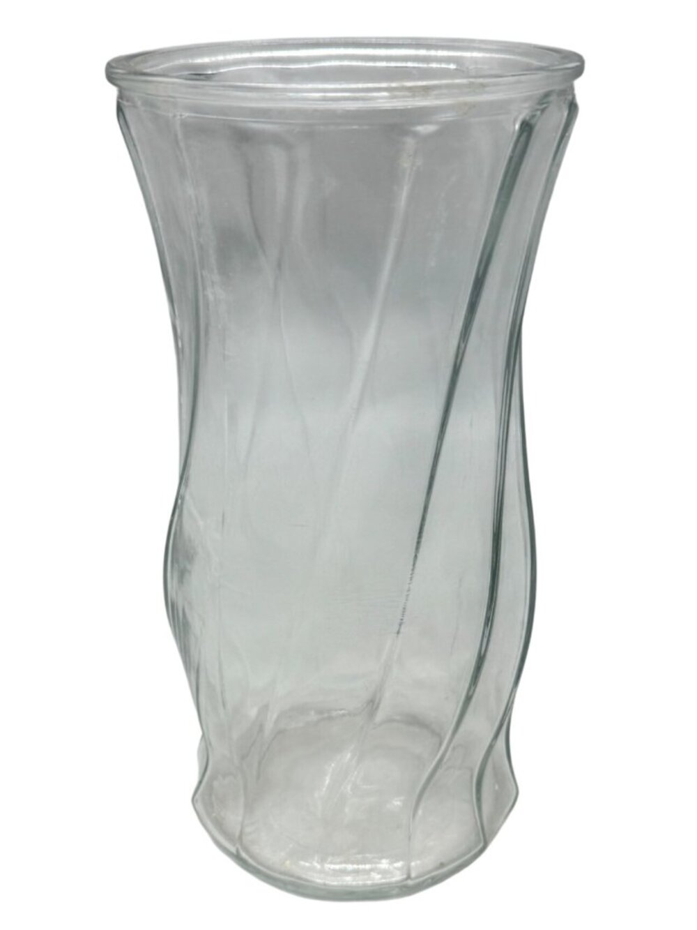 Vintage Clear Glass Swirl Design Vase 9" Tall 5" Diameter READ